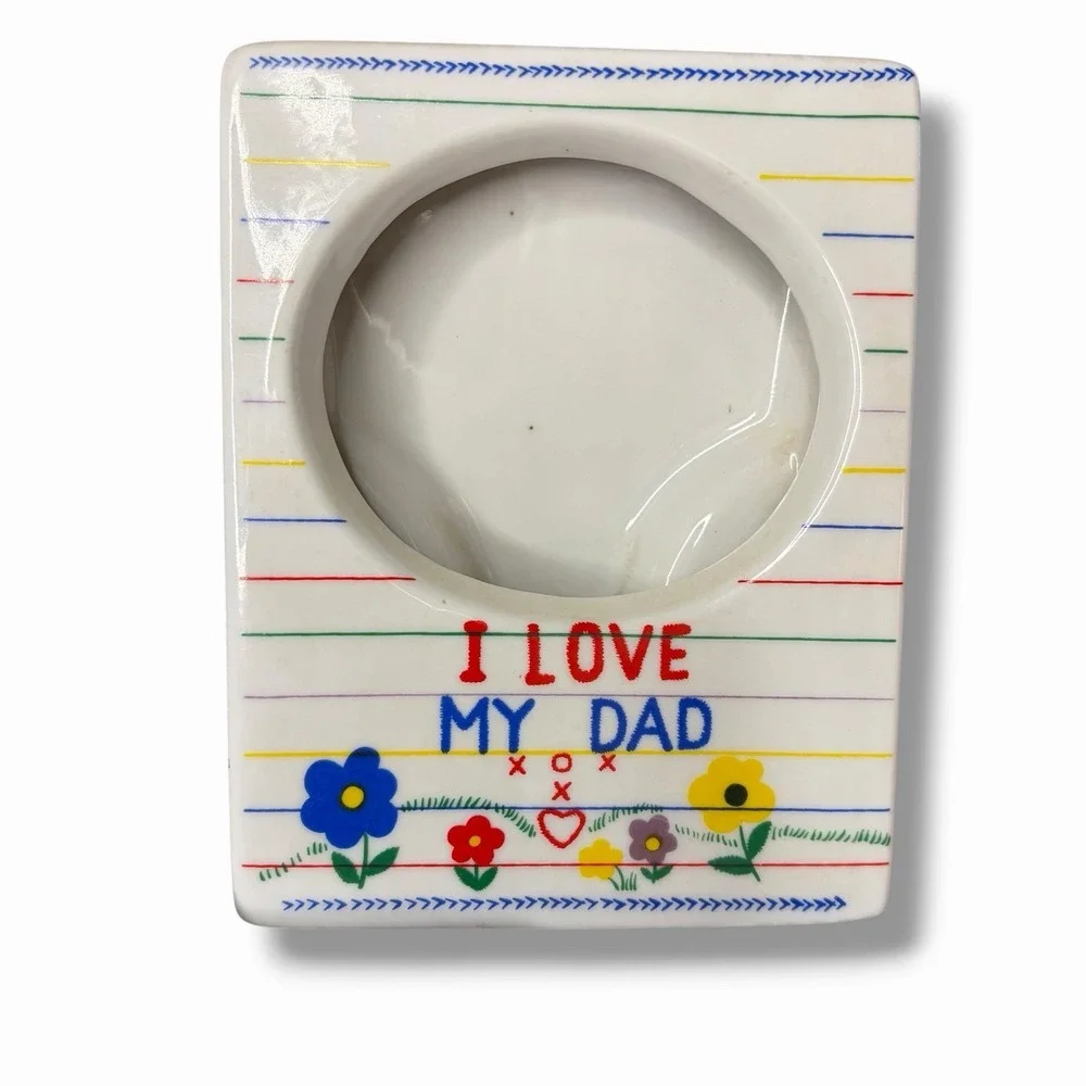 I Love My Daddy Ceramic Picture Frame 1990s Crayon Writing 5x4 inch